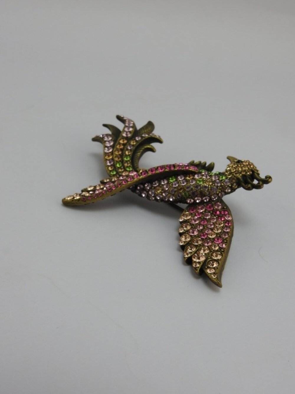 Jay Strongwater Crystal Exotic Bird of Paradise Lg Brooch Pin Multicolor 4" Box - Picture 15 of 16